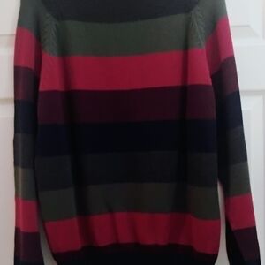 Jantzen Men's Crewneck Sweater in Red, Green, and Black Stripes